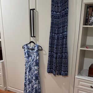 Blue Patterned Maxi Dress and Tie-Dye Dress